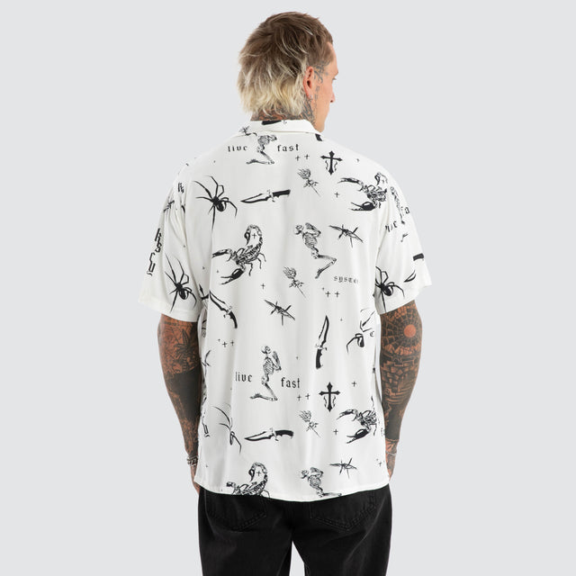 Scatter Resort Shortsleeve Shirt White Print
