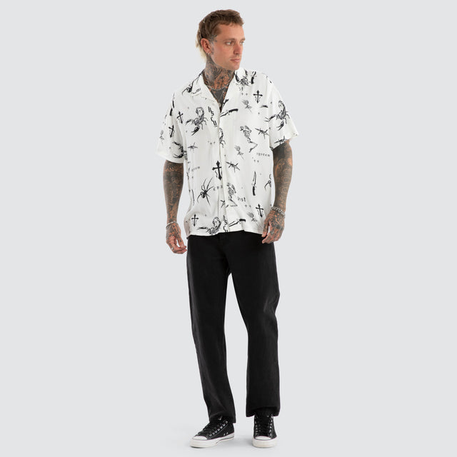 Scatter Resort Shortsleeve Shirt White Print