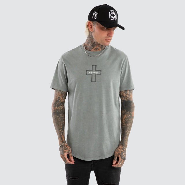 Hollow Dual Curved Tee Pigment Neutral Grey