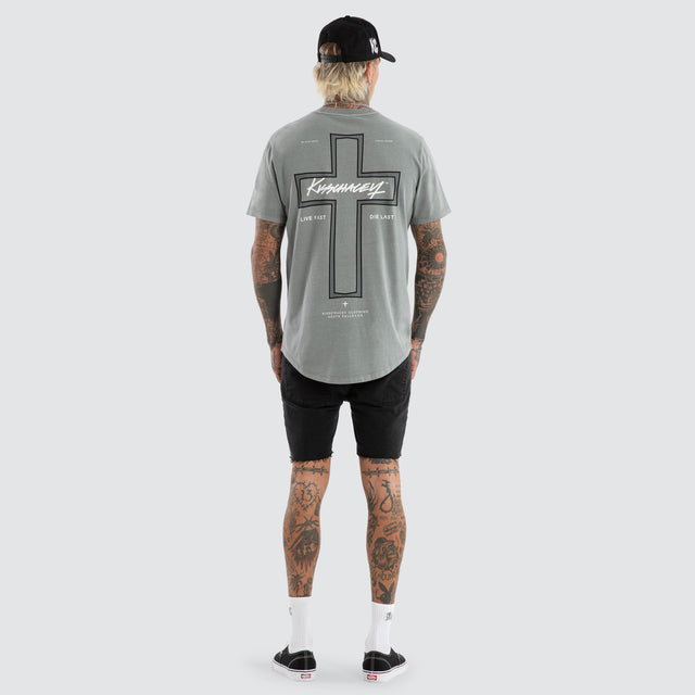 Hollow Dual Curved Tee Pigment Neutral Grey