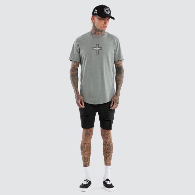 Hollow Dual Curved Tee Pigment Neutral Grey