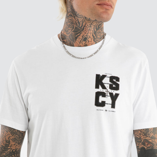 Fenced Dual Curved Tee Optical White