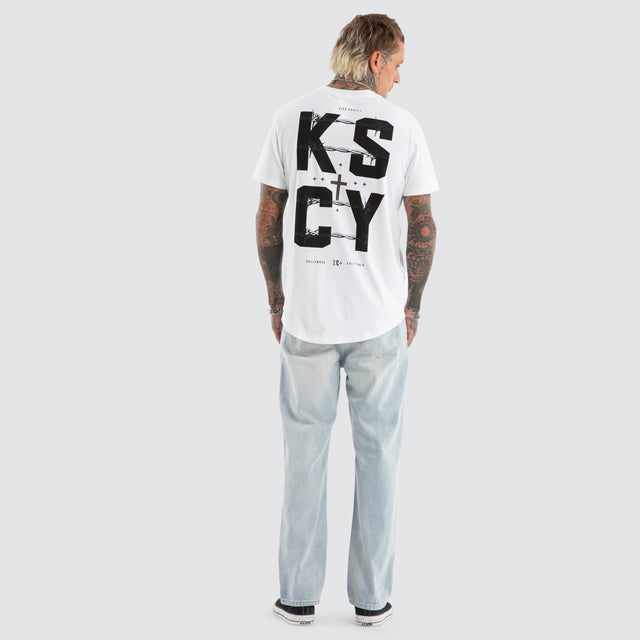 Fenced Dual Curved Tee Optical White