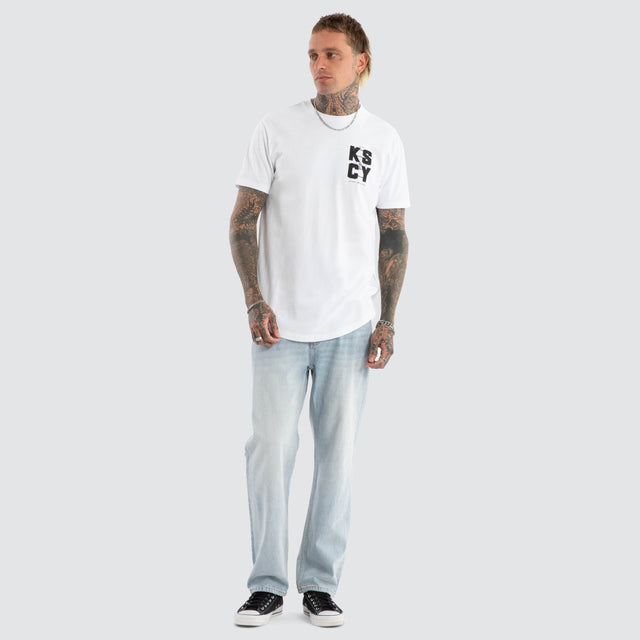 Fenced Dual Curved Tee Optical White
