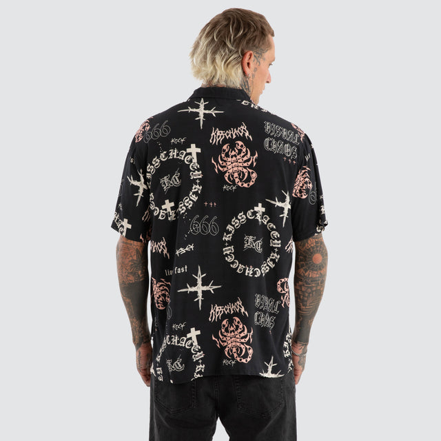 Vegas Resort Shortsleeve Shirt Black Print