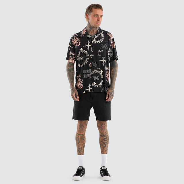 Vegas Resort Shortsleeve Shirt Black Print