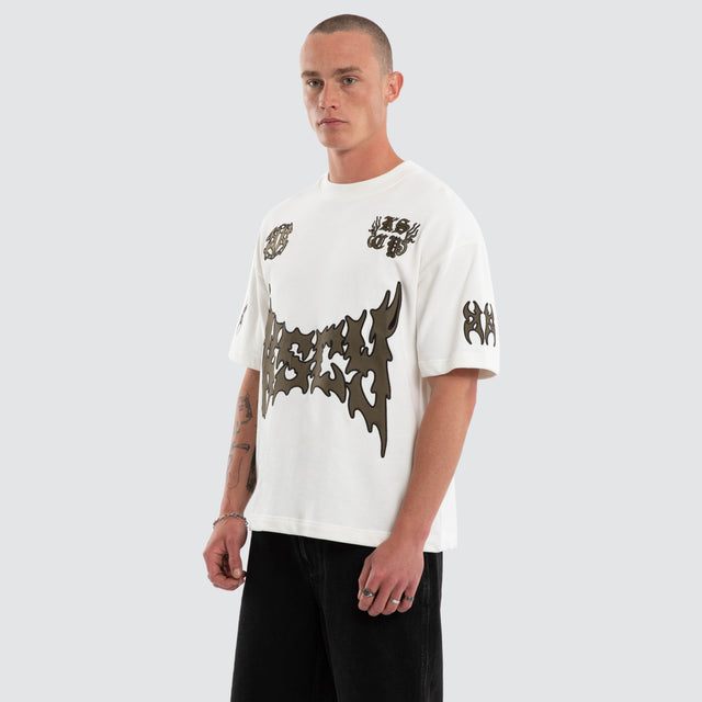 Hustler Loopback Street Tee Natural White