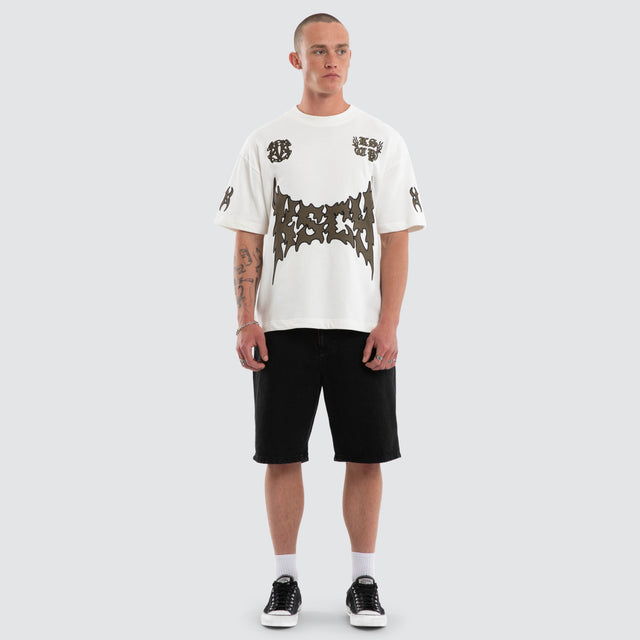 Hustler Loopback Street Tee Natural White
