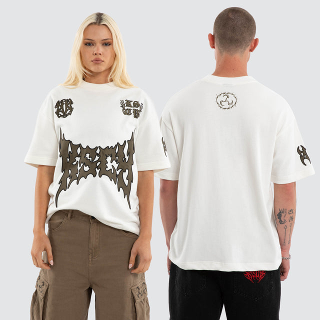 Hustler Loopback Street Tee Natural White