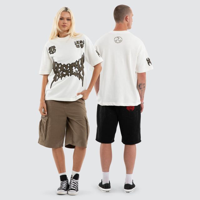 Hustler Loopback Street Tee Natural White