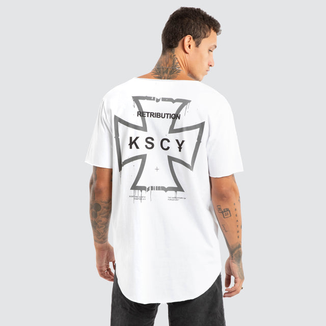 Scrawl Raw V-Neck Tee White