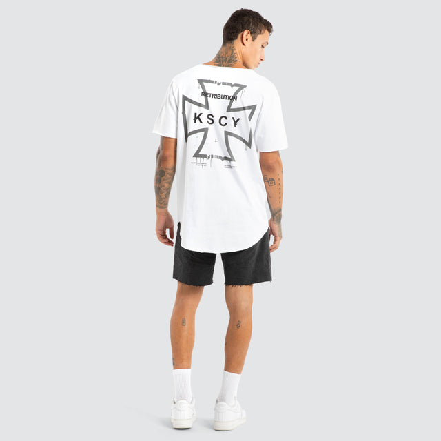 Scrawl Raw V-Neck Tee White