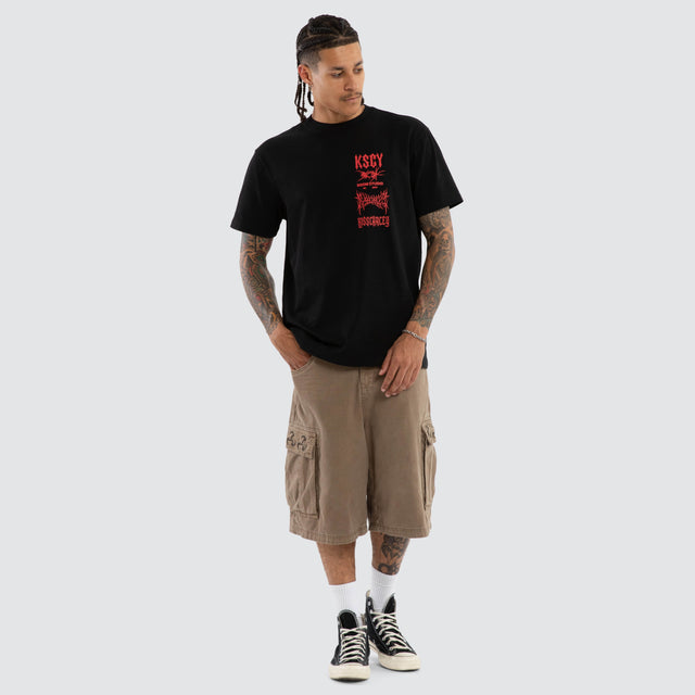 Model wears Frontier Relaxed Tee Jet Black T-Shirts Black – image 6