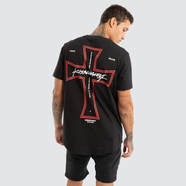 Confession Dual Curved Tee Jet Black