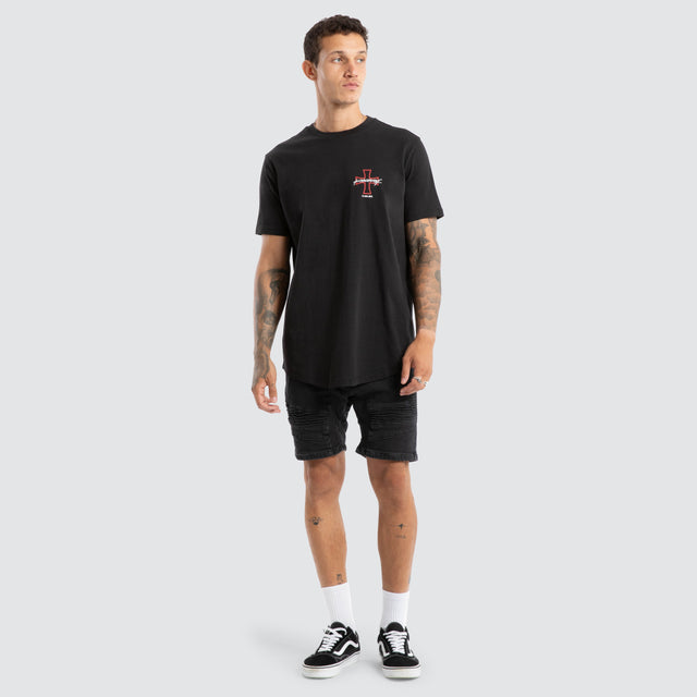 Confession Dual Curved Tee Jet Black