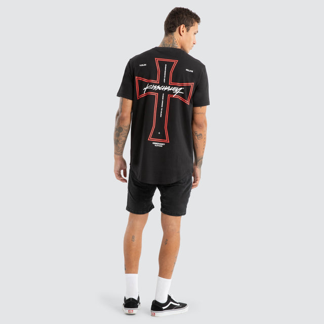 Confession Dual Curved Tee Jet Black