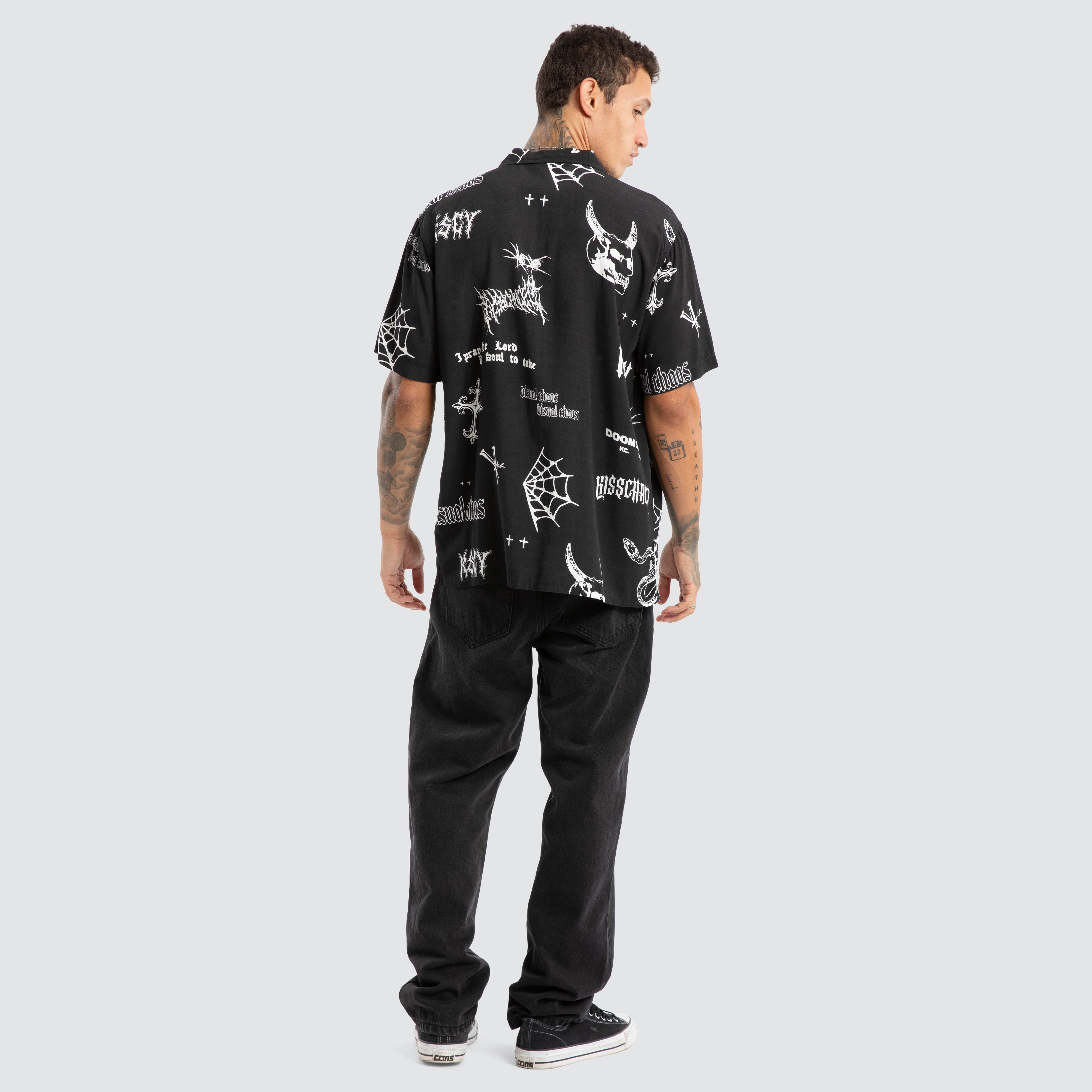 KSCY Visual Chaos Relaxed Short Sleeve Shirt in Black Print
