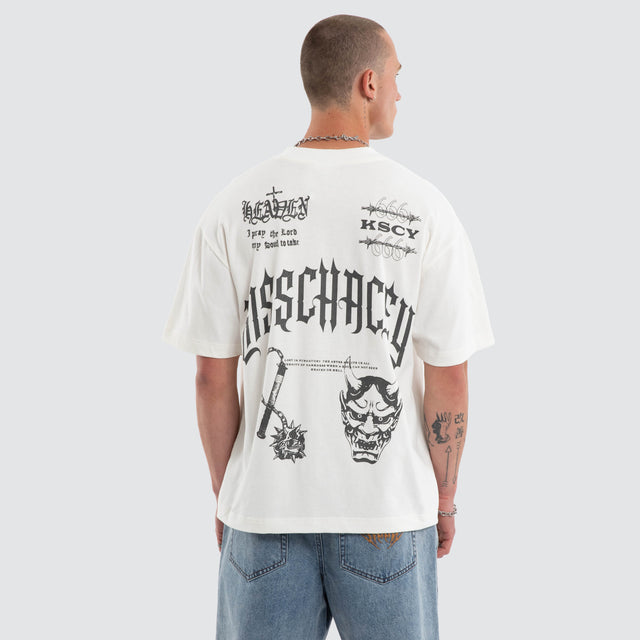 Model wears Abyss Street Tee Natural White T-Shirts White – image 1