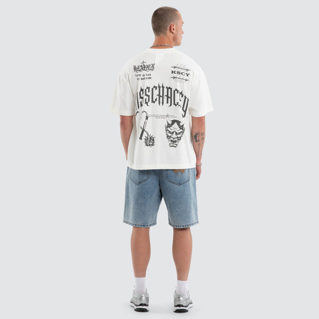 Model wears Abyss Street Tee Natural White T-Shirts White – image 5