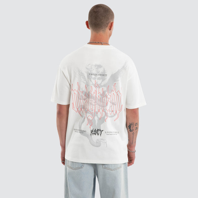 Fallen Box Fit Tee Natural White