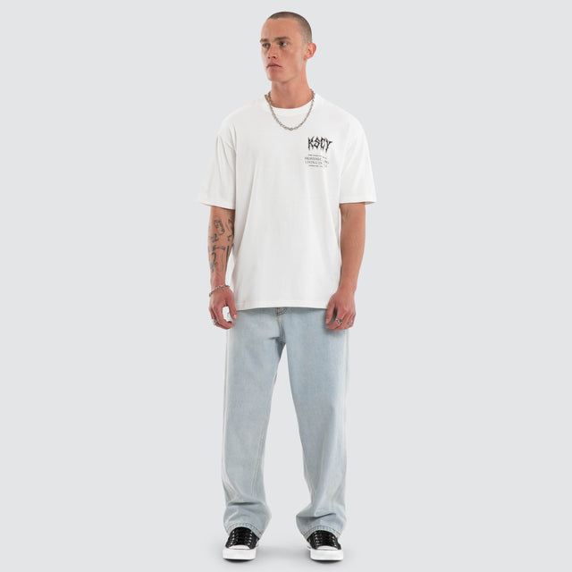 Fallen Box Fit Tee Natural White