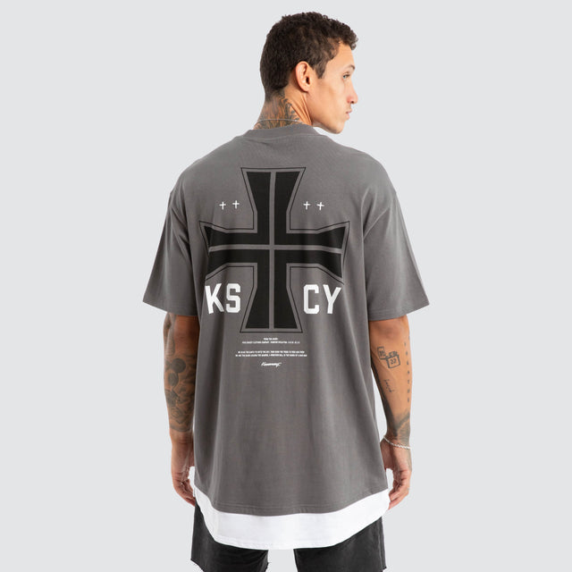 Fable Box Fit Layer Tee Charcoal