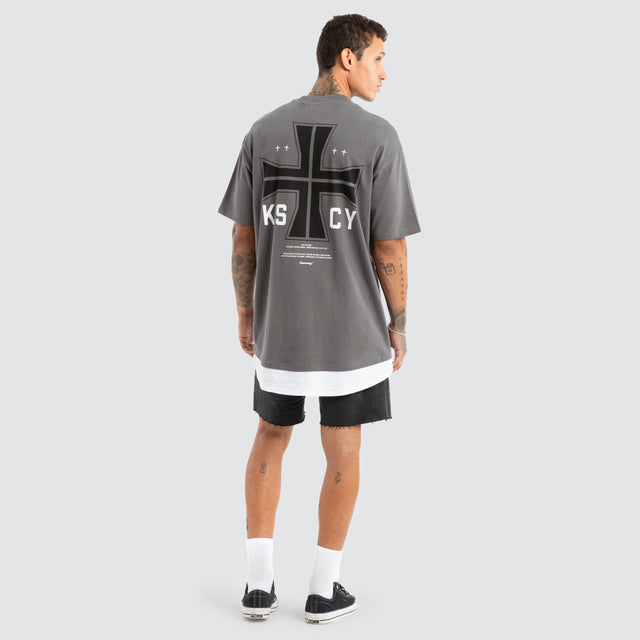 Fable Box Fit Layer Tee Charcoal