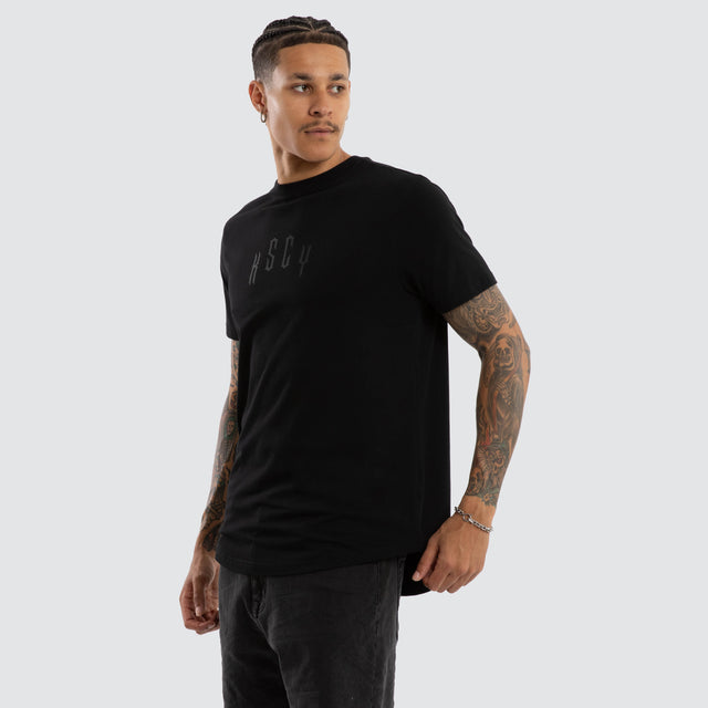 Trapped Dual Curved Tee Jet Black