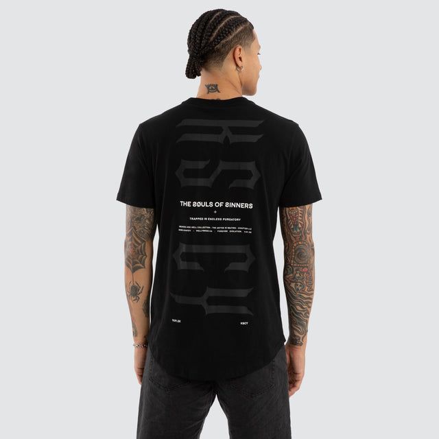 Trapped Dual Curved Tee Jet Black
