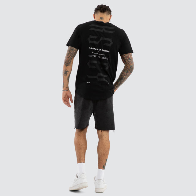 Trapped Dual Curved Tee Jet Black