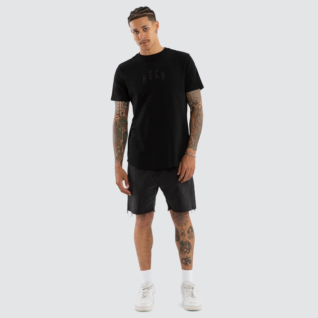 Trapped Dual Curved Tee Jet Black