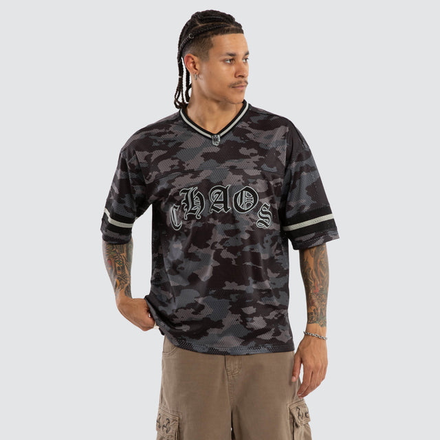 Pierced Football Jersey Black Camo
