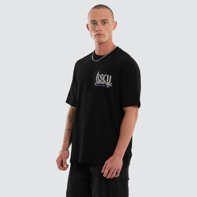 Model wears Absolute Box Fit Tee Jet Black T-Shirts Black – image 3