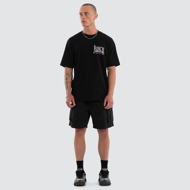 Model wears Absolute Box Fit Tee Jet Black T-Shirts Black – image 2