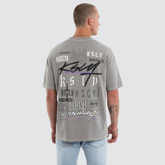 Model wears Absolute Box Fit Tee Pigment Alloy T-Shirts Grey – image 1