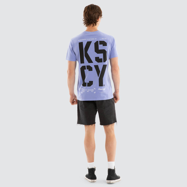 Model wears Utility Standard Tee Pigment Purple Trumpet T-Shirts Purple – image 5