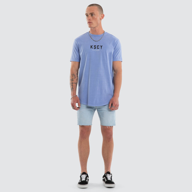 Model wears Division Dual Curved Tee Pigment Paloma T-Shirts Grey – image 2