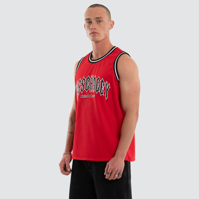 Model wears Tracks Basketball Jersey Red Jerseys Red – image 3