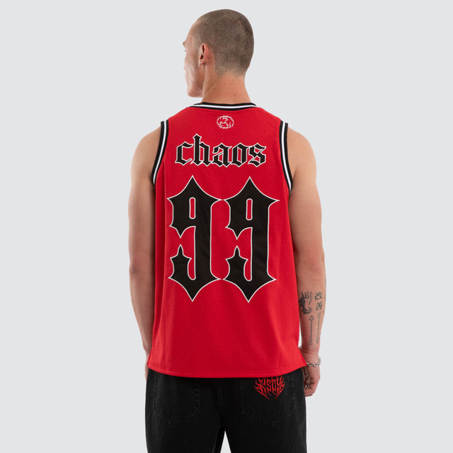 Model wears Tracks Basketball Jersey Red Jerseys Red – image 1