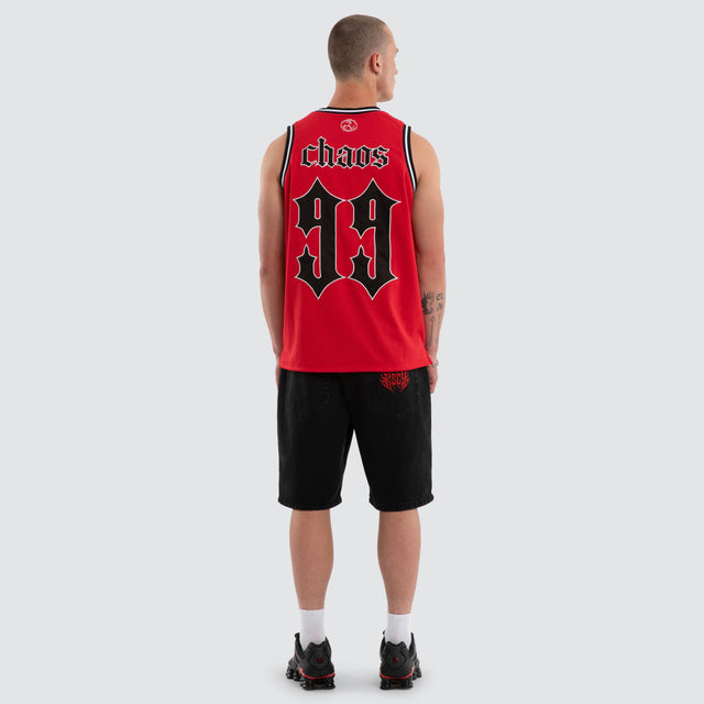 Model wears Tracks Basketball Jersey Red Jerseys Red – image 5