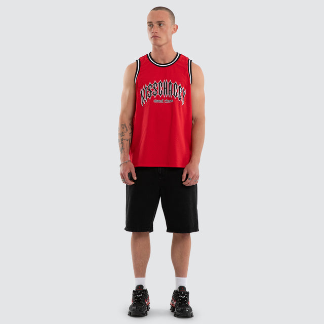 Model wears Tracks Basketball Jersey Red Jerseys Red – image 2