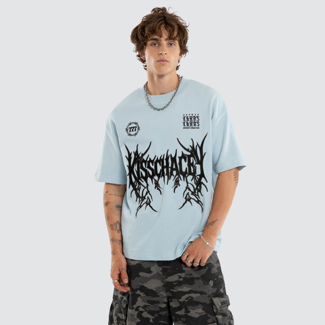 Spiked Loopback Street Tee Baby Blue