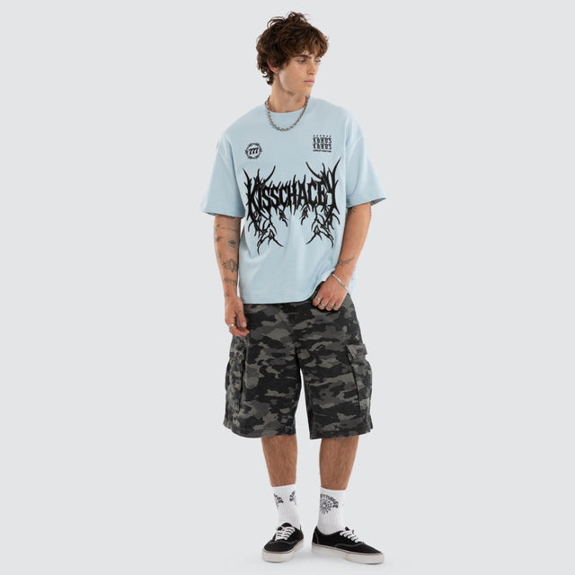 Spiked Loopback Street Tee Baby Blue