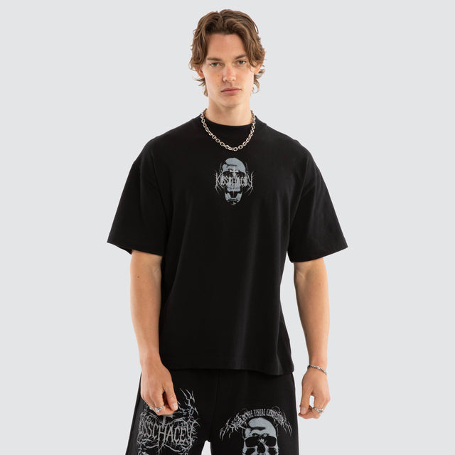 Model wears Skullcraft Street Tee Jet Black T-Shirts Black – image 3