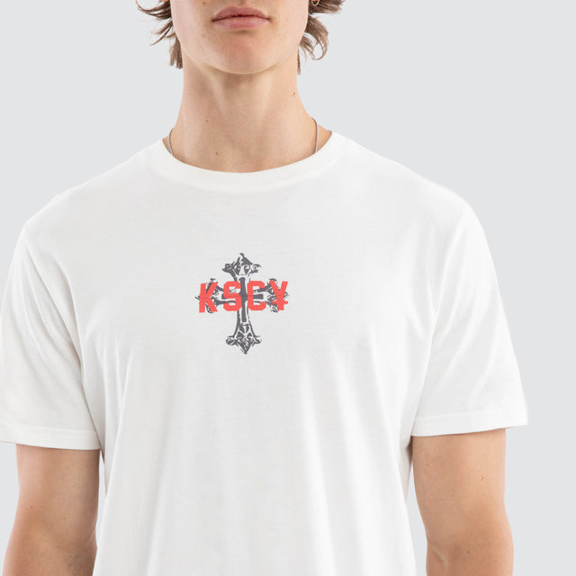 Model wears Hexborn Standard Tee Natural White T-Shirts White – image 4