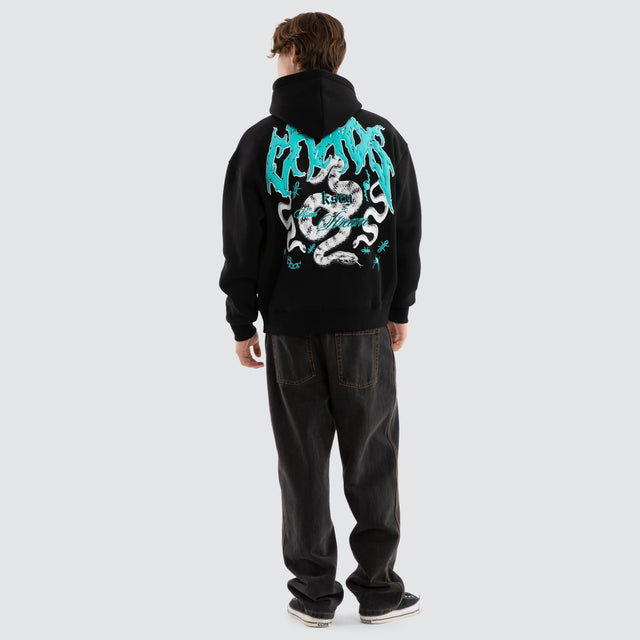 Model wears Agnus Oversized Hoodie Jet Black Hoodies Black – image 4
