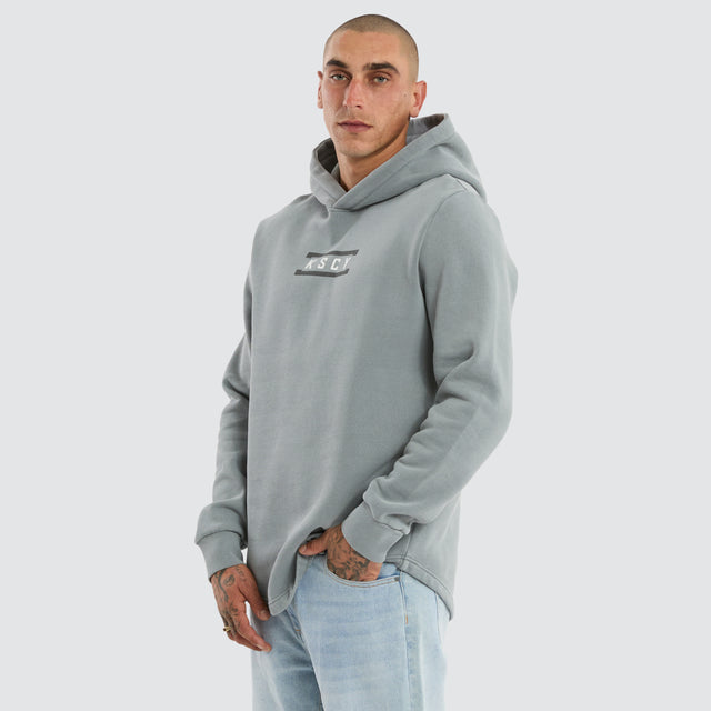 Model wears Divine Dual Curved Hoodie Pigment Ultimate Grey Hoodies Grey – image 5