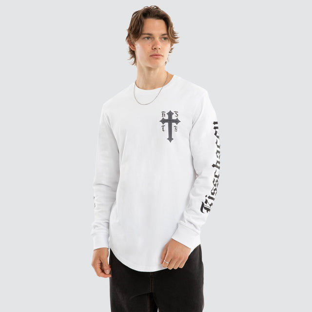 Venom Dual Curved Long Sleeve Tee Optical White
