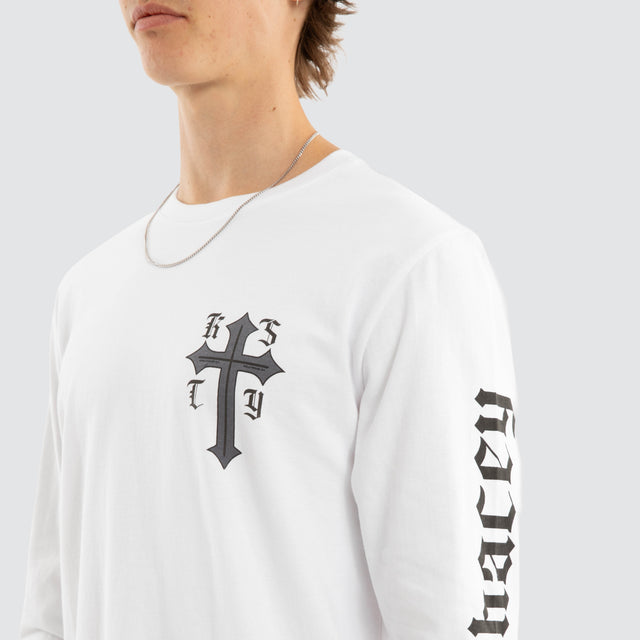Venom Dual Curved Long Sleeve Tee Optical White