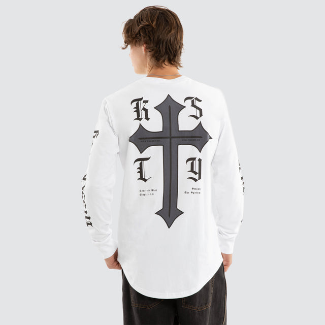 Venom Dual Curved Long Sleeve Tee Optical White